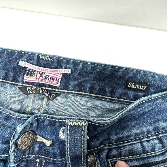 ReRock For Express Jeans Womens 4 Short Blue Denim Skinny Cotton Spandex LA - Picture 6 of 15